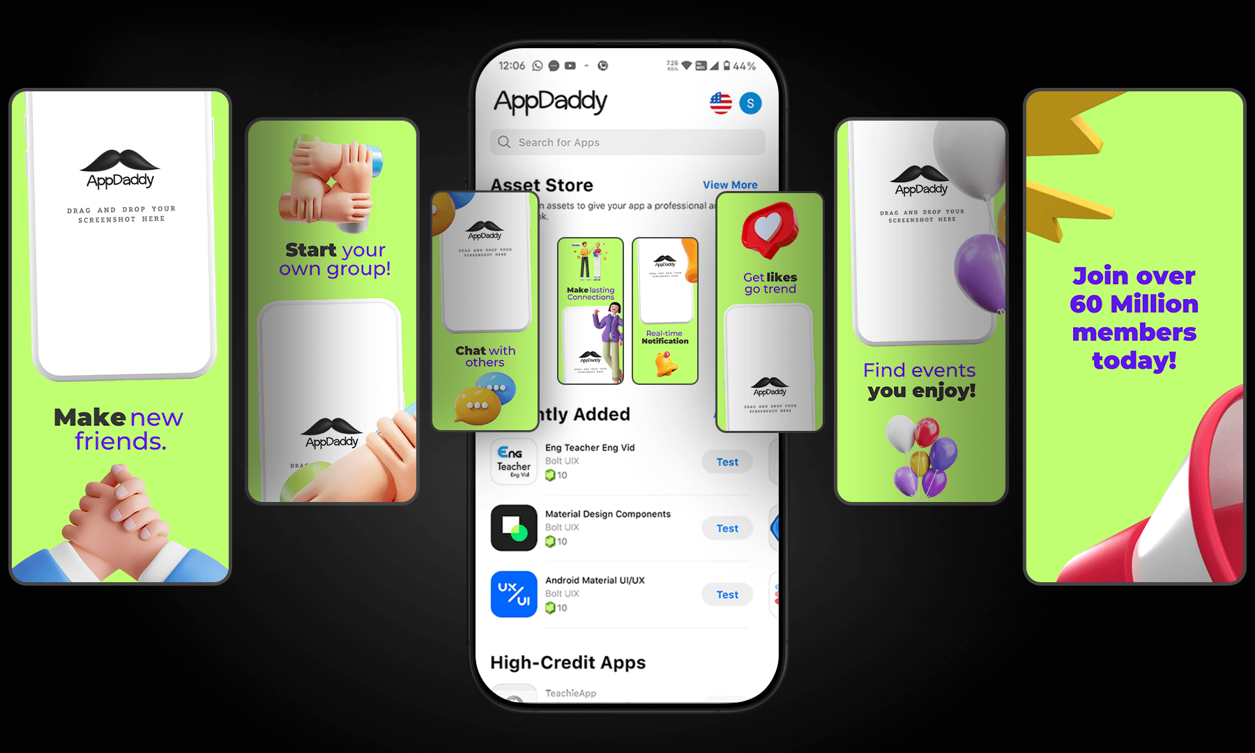 AppDadz assets showcase for Play Store marketing and UI design