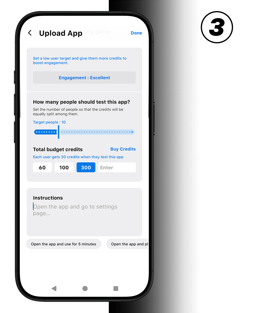 AppDadz budget and credits system for app testing and uploads